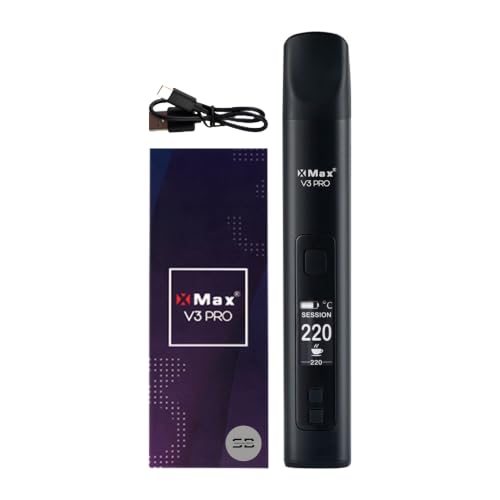XMAX V3 Pro Dry Herb Vaporizer [Black] USB-C Charging Removable Battery Full Convection Heating 100-200C Temperature Range - No Nicotine