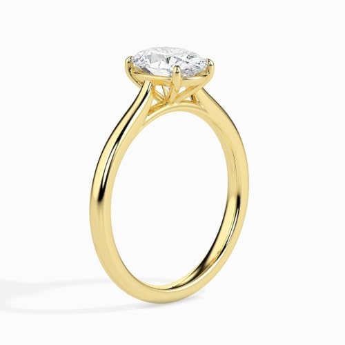 Image of 1 Carat Oval Solitaire Moissanite Ring for Women & Girls | 925 Sterling Silver with 18K Gold Plating | Engagement, Wedding, Anniversary, Birthday, Diwali Gift | Everyday & Office Wear Jewelry