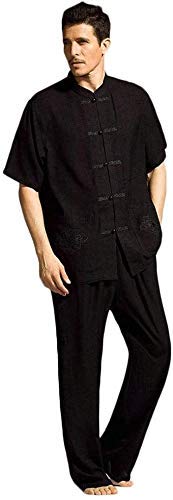 GZSLKSCD Ropa de Tai Chi Ropa, Traje de Entrenamiento de Manga Corta de Tai Chi (Negro XL)