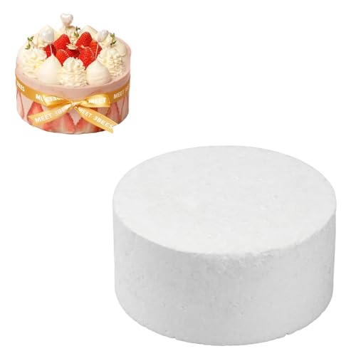 Modelo de Tarta Falsa, Cake Dummy, Práctica de Decoración de Pasteles, Maniquí de Tarta, Tarta de Espuma de Poliestireno Accesorio para Tartas Falsas para Bodas, 10/15cm Diámetro 7cm Grosor (6-inch)
