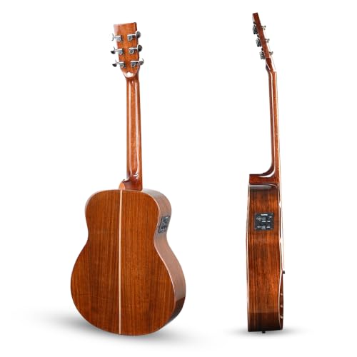 Image of Kadence SHM100PRO Slowhand 38 inch Electro Acoustic Guitar | Dreadnought Demi Cutaway | Professional Solidwood | Built-in Pickup + 2 Band EQ | Comes with Bag | Includes Learning Course | Brown