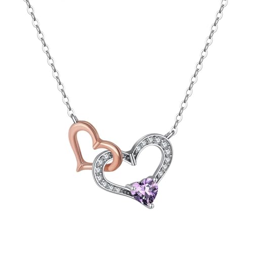 Pendentif double cœur hypoallergénique collier argent 925 anti-ternissement
