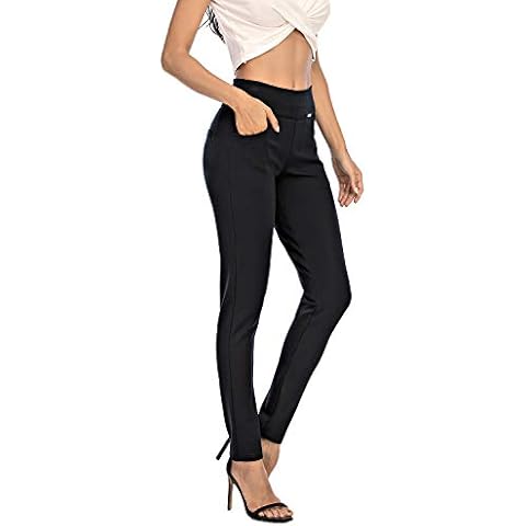 neezeelee Dress Pants for Women Comfort Stretch Slim Fit Leg Skinny High Waist Pull on Pants with Pockets for Work (Black, 4 (Small)) Cover