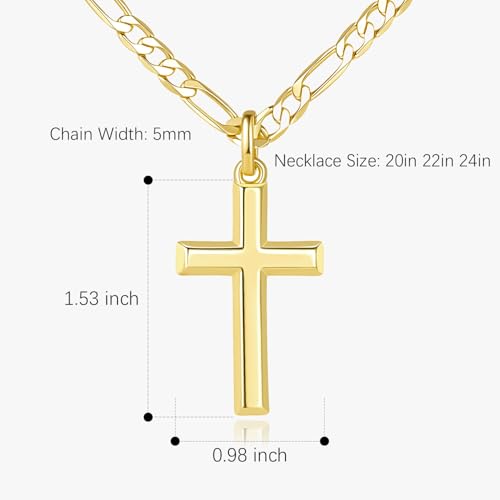 Gold Cross Necklace 14K Gold Cross Chain for Men Clean Understated Powerful Modern Masculinity Dainty Crosses Pendant for Men 20/22/24in2