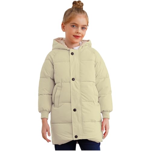 Loyan Toddler Boys Girls Thick Padded Coats Lightweight Winter Outerwear Hooded Puffer Jackets Beige 4-5 Years