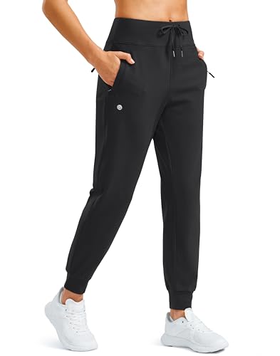G Gradual Womens Fleece Lined Joggers Water Resistant Hiking Pants High Waisted Winter Thermal Sweatpants 3 Zipper Pockets(Black S)