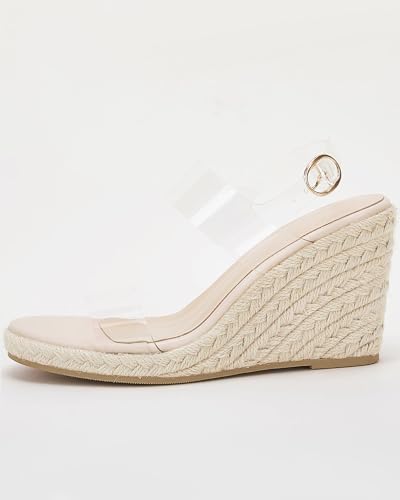Image of VETASTE Womens Espadrille Wedge Sandals Heels Open Toe Platform High Heeled Ankle Strap Buckle Dress Wedges Shoes