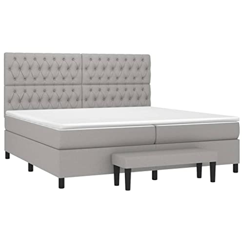 Ziaphsol Boxspringbett mit Matratze, Hellgrau 200x200 cm, Stoffbezug, Komfortables Schlafzimmer Möbel Set, inklusive Bank, für erholsamen Schlaf – Bild 5