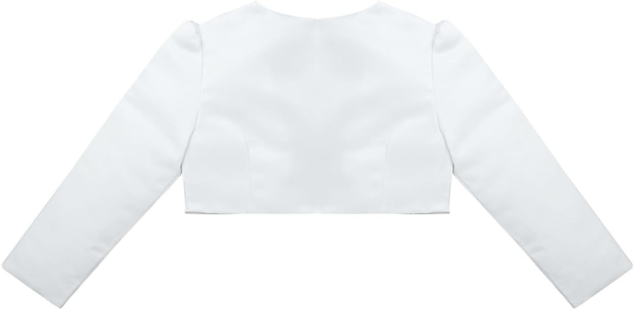 Jugaoge Kids Toddlers Girl Satin Long Sleeve Crop Tops Bolero Shrug Jacket Wrap Tops for Flower Girl Dress Party Gown
