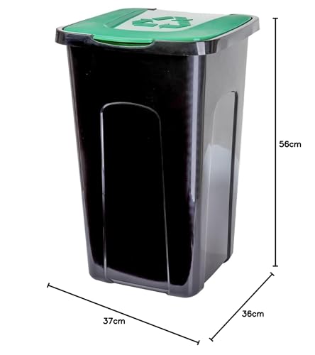 Centi Abfalltonne 50L Recycling Farbauswahl Mülltonne mit Klappdeckel Mülleimer Abfalleimer Mülltrennung (Grün) – Bild 3