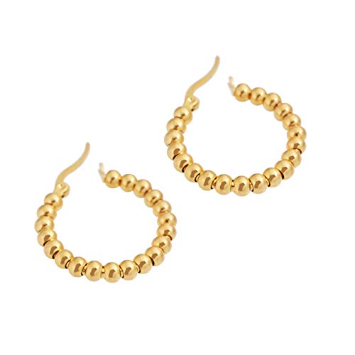 Edforce Stainless Steel Beads Hoop Earrings (27mm)2