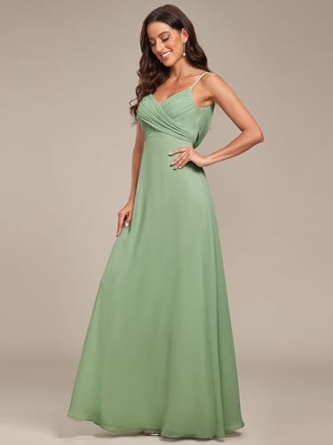Image of Ever-Pretty Women's Summer Backless Spaghetti Strap Chiffon Bridesmaid Dresses Empire Waist Formal Wedding Guest Dress