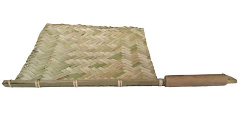 Image of Bamboo Hand Held Fan (stick: 16 inch, pankha: 10 inch, Golden Yellow)