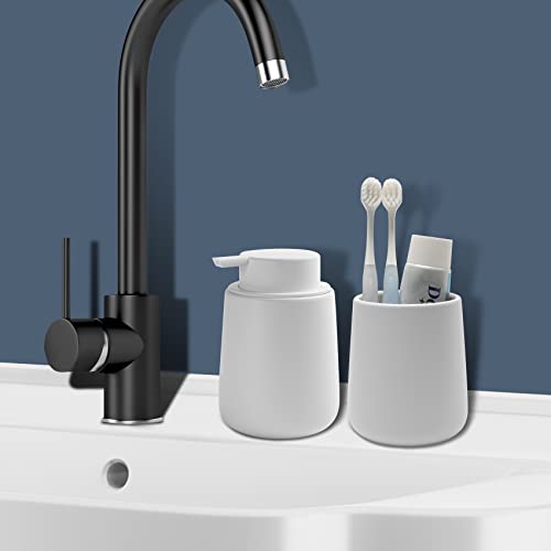 Image of Soap Foaming Dispenser Ceramic with Easy-to-Press Pump Hand Foam Dispenser for Shampoo Bathroom Kitchen 12 oz 2pcs
