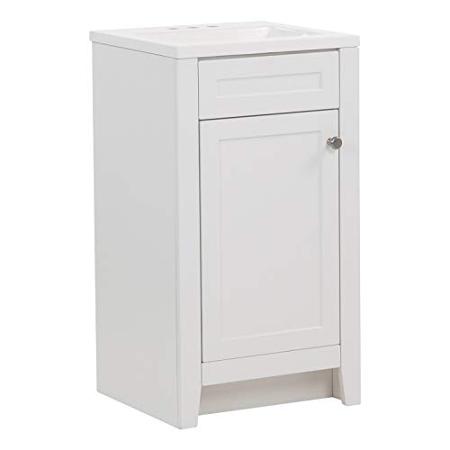 Spring Mill Cabinets Wyre Freestanding Bathroom Vanity With 1-Door Cabinet And White Sink, 18.25" W X 16.68" D X 33.13" H #TOP5