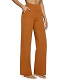 G4Free Womens Yoga Pants High Waist Wide Leg Sweatpants with Pockets Loose Pants for Office Business Work(Brown Sugar,L,Tall)