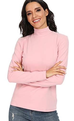 Image of Women's Cotton Mock Turtleneck Long Sleeve Basic Thermal Top