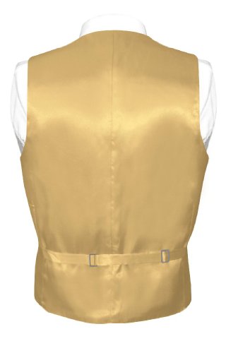 Men's SILK Dress Vest & Bow Tie Solid GOLD Color BowTie Set2