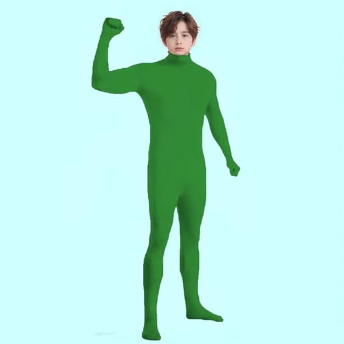 Unisex Kids' Open Face Unitard Full Body Costume Bodysuit for Adults and Kids Stealth Suits for DIY Party Outfit Halloween Cosplay Fancy Dress for Boys Girls UK (Blackish Green #2, 5-6 Years)
