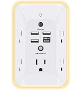 Outlet Extender with Night Light, Multi Plug Outlet, USB Wall Charger Surge Protector 4 USB Charg...