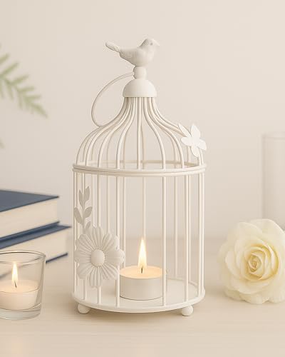 Image of Homesake Antique Lantern White Candle Hanging Cage Home Decor Items Candle Holder for Home Decoration | Vintage Chandelier, Living Room, Home, Bedroom,Hall Jhumar Lighting,Indoor Outdoor - Pack of
