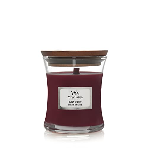 WoodWick bougie parfumée moyenne avec mèche en bois crépitante | Cerise Griotte| Jusqu'à6pk0 heures de combustion