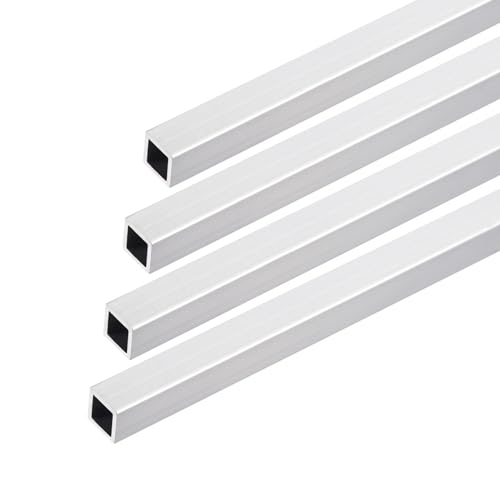 DMiotech 4 Paquete (8mm x 8mm x 1mm) Tubo Cuadrado de Aluminio 6063 de 300mm de Longitud para Construcción de Marcos de Maquinaria Proyectos de Bricolaje