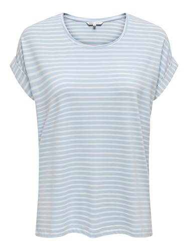 ONLY Damen Onlmoster Stripe S/S O-Neck Top JRS Noos Basic-Oberteil Mit O-Ausschnitt Und Kurzen Ärmeln Für Freizeitkleidung, Clear Sky… – Ansicht 1