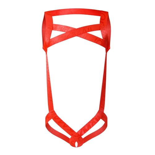 JOCKMAIL Mens Body Chest Harness Jockstrap Underwear Set Elastic Waistband (US Alpha One Size Regular Regular Orange)