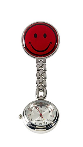 Ansteckuhr, Pulsuhr, Schwesternuhr, Uhr mit Sekundenzeiger (rot)