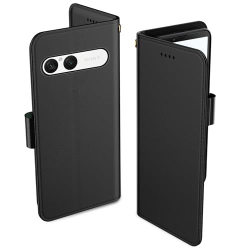 Aiziki Coque pour Sony Xperia 10 VII, Etui Protection Housse Premium en Cuir PU, [Pochette de Portefeuille] [Fermeture Magnétique] [Etui à Rabat]- Noir