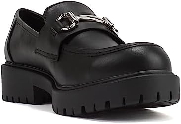 Soda “Bedale” ~ Women Round Toe Low Heel Lug Sole Slip-On Horse Bit Loafer Shoe (Black PU, us_Footwear_Size_System, Adult, Women, Numeric, Medium, Numeric_9) | Image 3