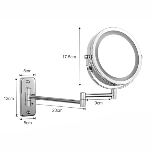 Miroir de maquillage LED double face haut de gamme en acier inoxydable durable