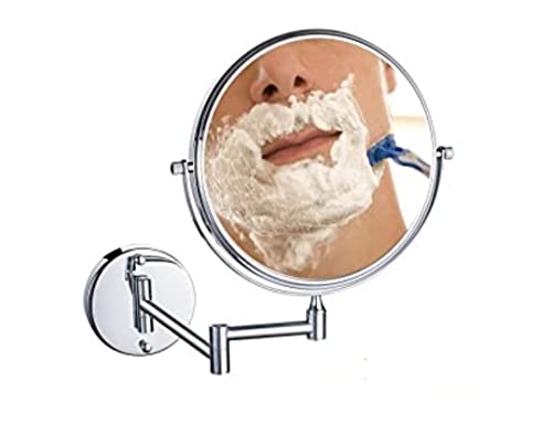Image of Buenos- Magnifying Shaving Makeup Beauty Vanity Zoom Mirror with Silver Chrome Finish. Dual Side Magnification Wall Hung. 8 Inch Rod Type. 360 Degree ROTATABLE