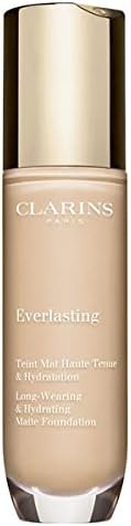 Clarins Everlasting Foundation | Full Coverage and Long-Wearing | Hides Imperfections, Evens Skin Tone and Hydrates | Natural, Matte Finish | Transfer-Proof, Sweat-Proof, Smudge-Proof | 1 Fl Oz