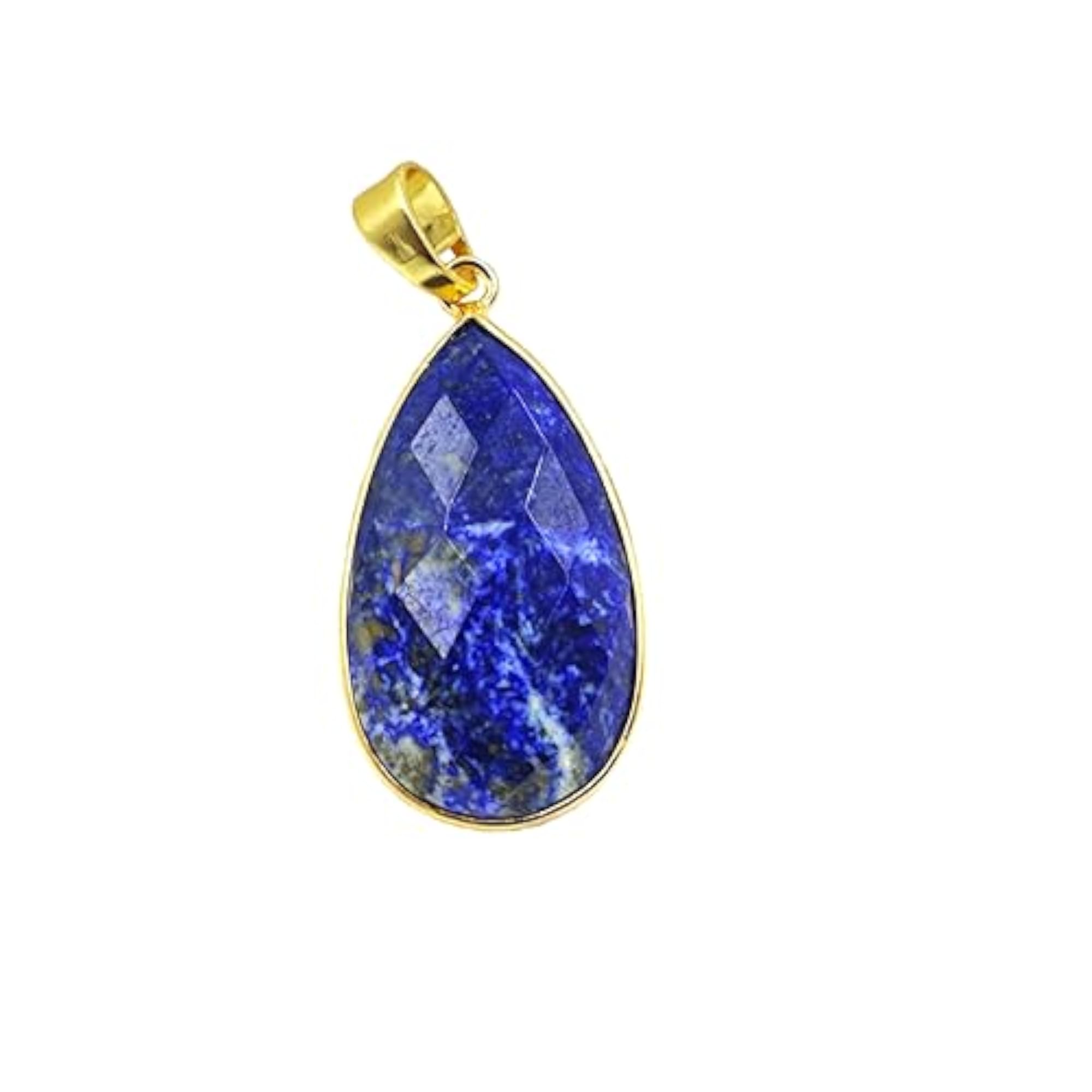 Women's Natural Lapis Lazuli Gold Plated Pear Shape Pendant