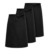 3 Stück Vorbinder Schürzen 68 × 70 cm,Kochschürze und Kellnerschürze mit praktischen Taschen,Grillschürze für Männer und Frauen,Gastronomie Servierschürze Schwarz, ideal für Küche,Restaurant oder BBQ