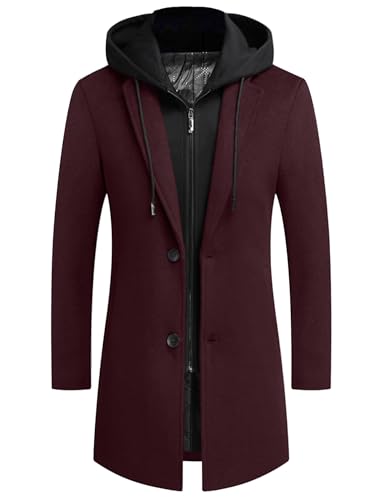 Image of APTRO Men's Wool Trench Coat Hoodie Winter Top Coat