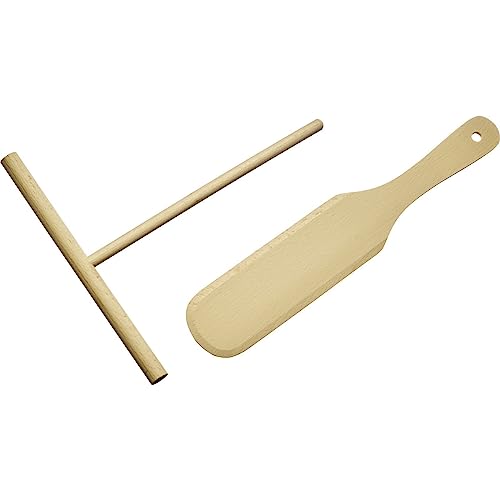 Westmark Crêpes-Spatel und Teigverteiler Woody – Praktisches Set für die mühelose Zubereitung von leckeren Crêpes und dünnen Pfannkuchen – Holz, 2-teilig