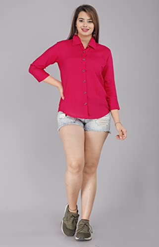 Image of Women Solid Shirt for Office & Casual wear | 3 /4th Sleeves Spread Collar