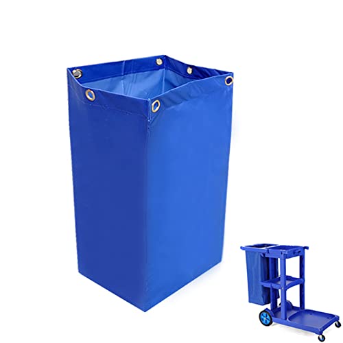 Image of Replacement Janitorial Cart Bag, High Capacity Waterproof Thickened Housekeeping Commercial Janitorial Cleaning Cart Bag with 6 Brass Grommets - 25 Gallon (Blue)