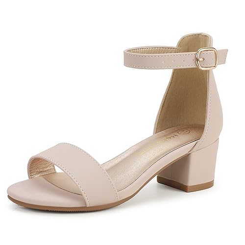 Hehainom Girls Heels Sandals Ankle Strap Dress Shoes Toddler Little Big Kid Flower Girl Wedding Party Pumps Shoes