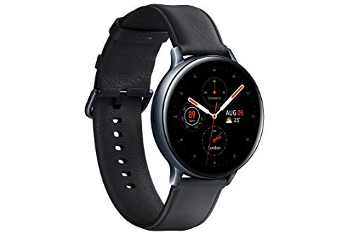 Image of Samsung Galaxy Watch Active 2 (Bluetooth + LTE, 44 mm) - Black, Steel Dial, Leather Straps + Free Leather Strap (Black) Worth INR 2500