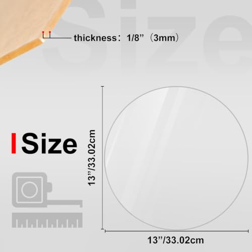 Image of KINLINK 13IN Plexiglass Sheets 1 /8 inch Thick, 3mm Clear Cast Acrylic Sheet, Plastic Board for DIY Project, Craft, Table Top, Round for Cake Discs, Acrylic Sign and Wedding Invitation 2 Pack