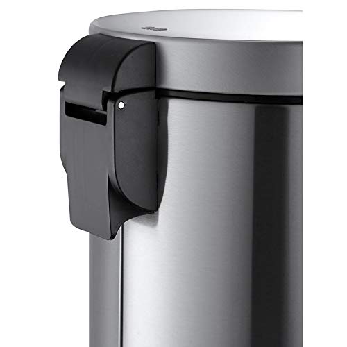 PROREGAL Treteimer mit stilvollem Pedal, leise schließendem Deckel & Kunststoffinneneimer | 20 Liter, HxBxT 45,5x29,2x36,6cm | Matt Edelstahl