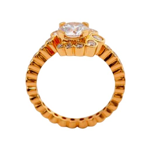 Bague de fiançailles en moissanite DEF-VVS et argent plaqué or 14k
