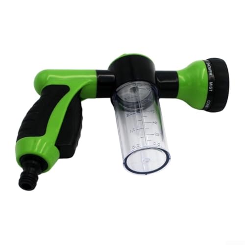 Kit de pulverización de espuma de lavado de coches para manguera de jardín con guante de microfibra y boquilla de tres modos para limpieza de vehículos de espuma gruesa verde o amarillo (verde)
