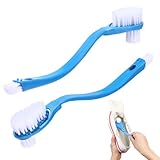 ISKYBOB 2 Pack Shoes Cleaning Brushes, Double Sided Shoe Sole Cleaner 10in Long Handle Shoe Wash Cleaner Large Boot Scrubber Insider Cleaner Tool Kits, Blue