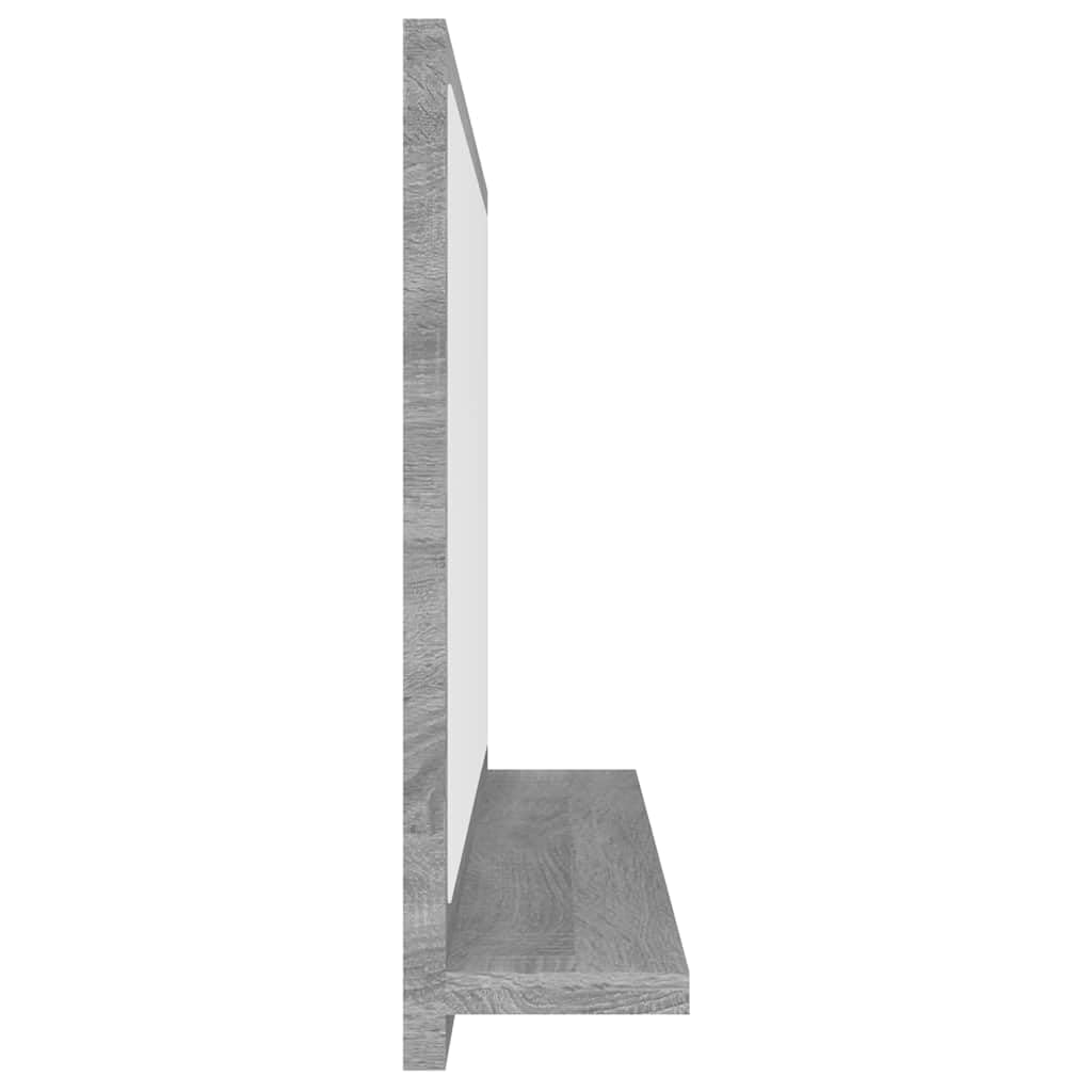 Specchio da bagno grigio Sonoma con ripiano, 40 x 10,5 x 37 cm, in legno e vetro, montaggio a parete, per bagno degli ospiti, WC con spazio e organizer per cosmetici