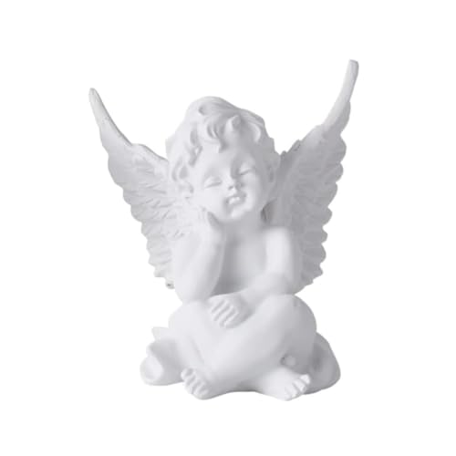 Image of Saugat Traders Angel Wings Statue for Home Decor - White Polyresin with Marble Finish Showpiece Decoration - Good Luck Gift